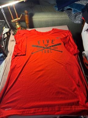 Nike Red 'Five Tool' Graphic Dri-FIT Short Sleeve Tee